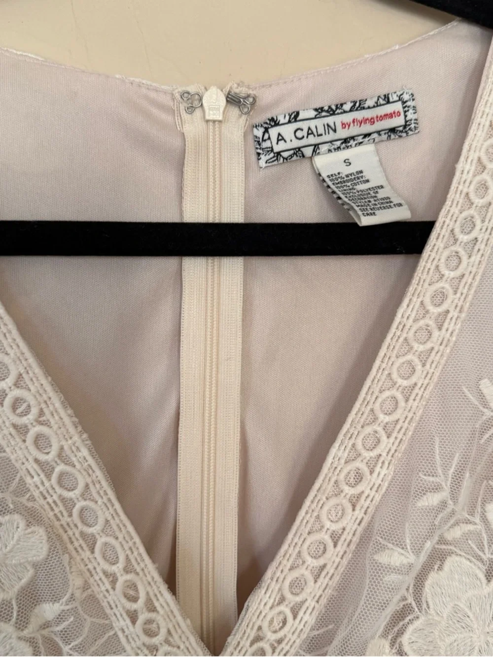 A Calin Lace Peplum Top Boho Cottagecore Sheer Floral Romantic Blouse - Picture 5 of 9
